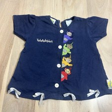 Teletubbies Vintage Embroidered Girls 4T shirt/dress Blue Bows RARE 90s y2K