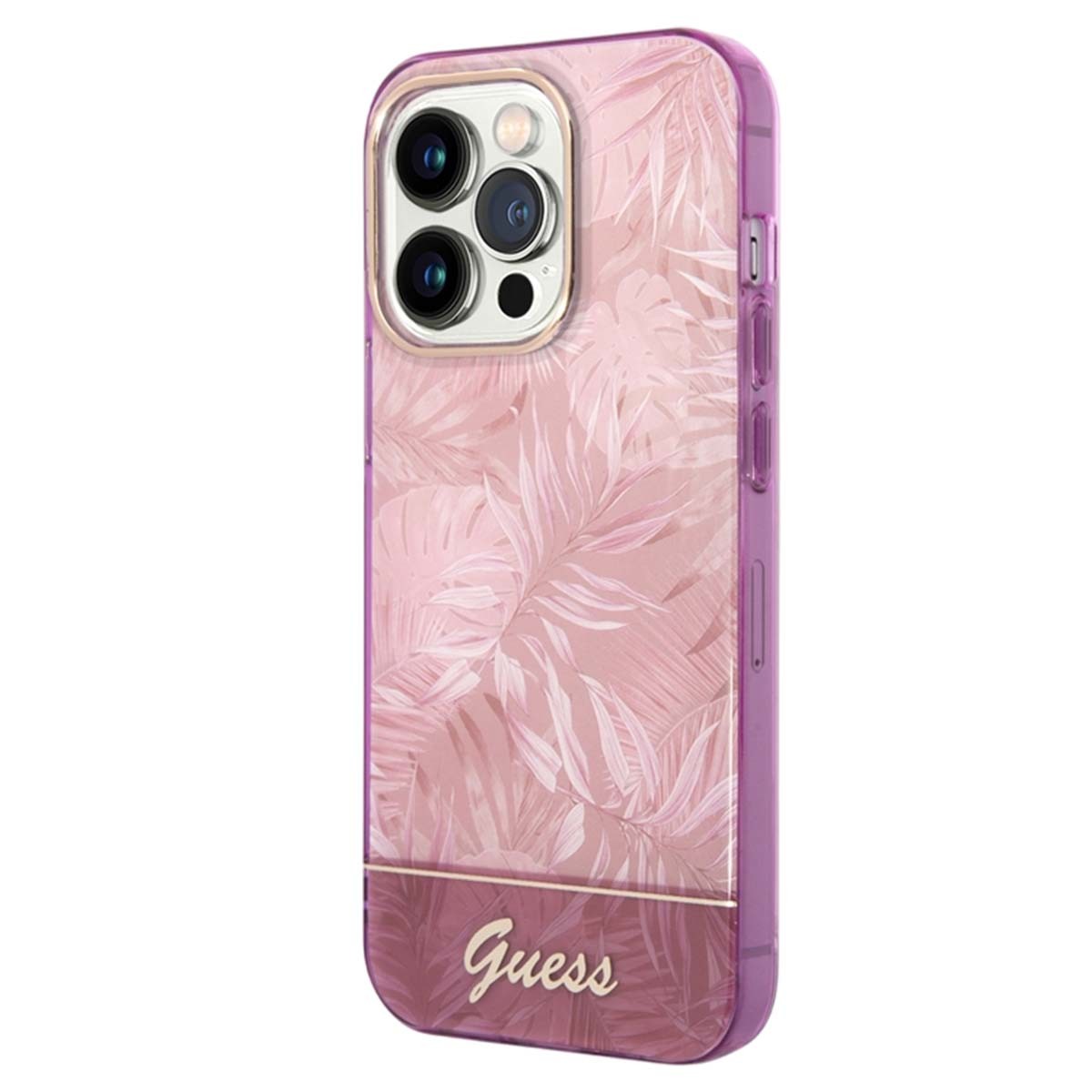 Coque Guess iPhone 14 Pro antichoc TPU floral Jungle Rose premium