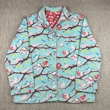 Nick & Nora Christmas Snow Birdhouse Flannel Pajama Top Size Medium Winter