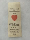 METAMORA OHIO 67th VOL INFANTRY GAR CIVIL WAR GRAND ARMY REPUBLIC REUNION RIBBON