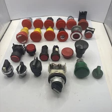 Lot Of 24 Assorted Industrial Buttons And Parts Of Various Types And Brands 