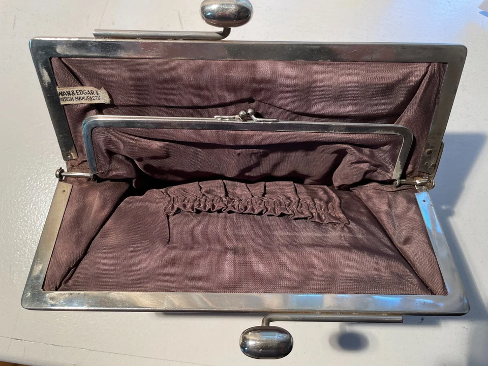 复古 1920 年代 SWAN EDGAR FOR HARRODS 软小牛皮深色 Br.Leather 手包钱包 — 第 4/4 张图片