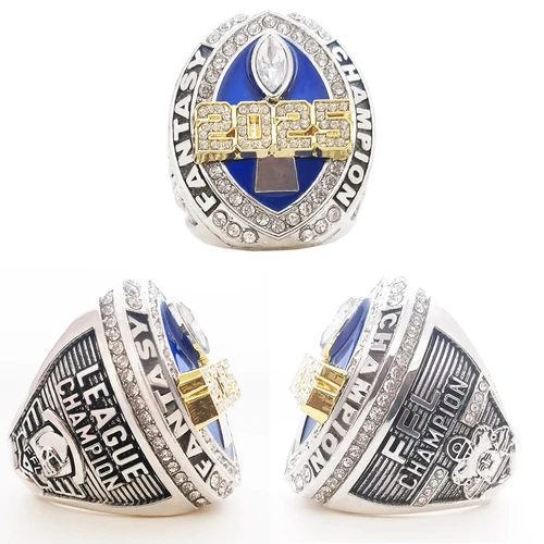 2025 Fantasy Football League FFL Ring White Trophy Champions Souvenir Fan Rings