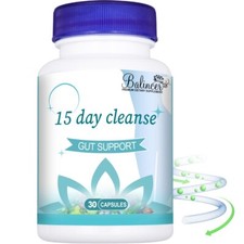 15 Day Cleanse - 30 Capsules - Gut Support Colon Cleansing  Detox Supplement