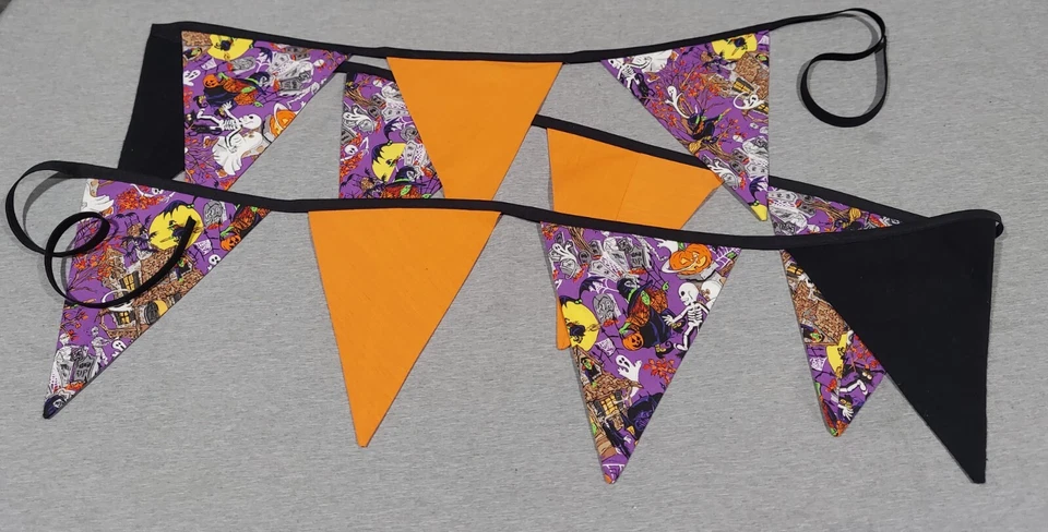 NEW Fabric Pennant Flags Bunting Banner Holiday Halloween Triangle Flag Garland - Image 2 of 4