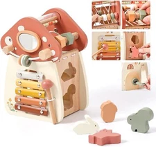 11-in-1 Wooden Activity Cube Montessori Toy for 1+ Year Olds