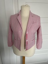 Bcbg Maxazria Red Berry White Striped 3/4 Sleeve Jacket New With Tags Vintage