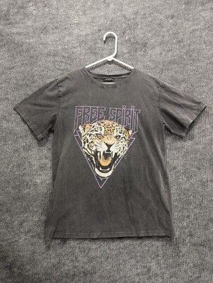 Zutter Women's Black Free Spirit Cheetah Print Short Sleeve Crew Neck T-Shirt M