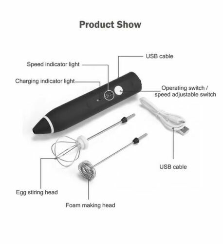 Cold Foam Maker Cream Frother For Coffee, Tea, Cappuccino,Latte Rechargeable USB - Bild 9 von 10