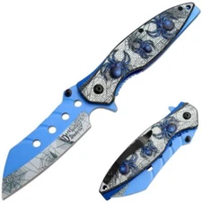 8.5" DARK FANTASY BLADES EDC FOLDING POCKET KNIFE 420 STEEL BLADE BLUE