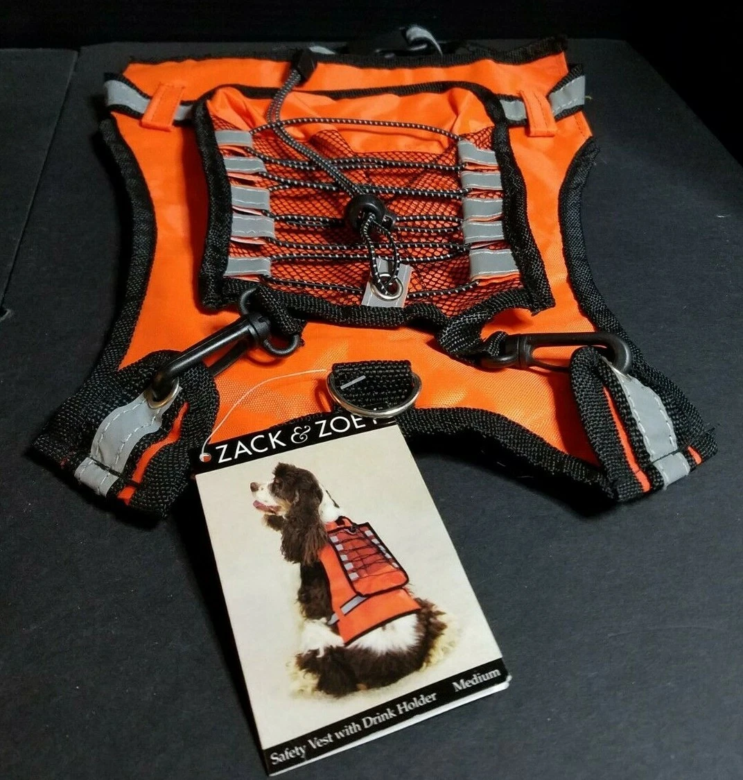 Zack Zoey Safety Dog Vest Detachable Drink Holder 9 Oz Bottle