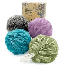 Spongentle Deep Cleansing Loofah Sponge, Pack of 4, Bath and Shower