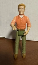 Vtg Playskool Dollhouse Dad Man Pink Salmon Color Shirt Green Pants Blond Doll