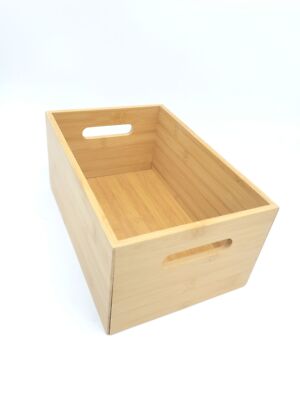 Relaxdays Bambus Aufbewahrungskiste offen, 14x30x20cm, natur, mit Griffen