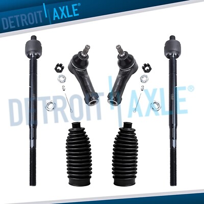 6pc Front Inner Outer Tie Rod End Links Boots for 1999 2000 2001 Honda Odyssey