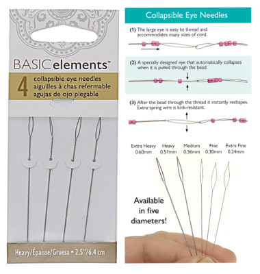 Basic Elements Collapsible Eye 2.5'' Beading Needles (5+ Diameters)