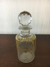 Golden Crystal Bottle From Baccarat Or Saint Louis H: 19.5 Cm