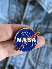 NASA Logo  Silver Plated Enamel Pin