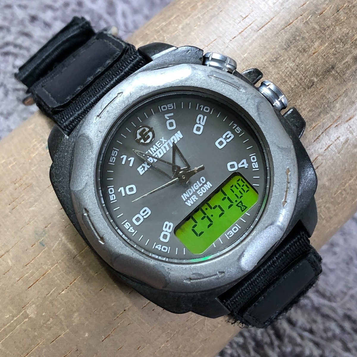 Vtg Timex Expedition Men J7 i Control Nylon Quartz Analog Digital