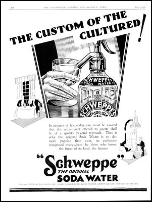 1930 Vintage Werbung GETRÄNKE Schweppes Sodawasser (AD9-146)