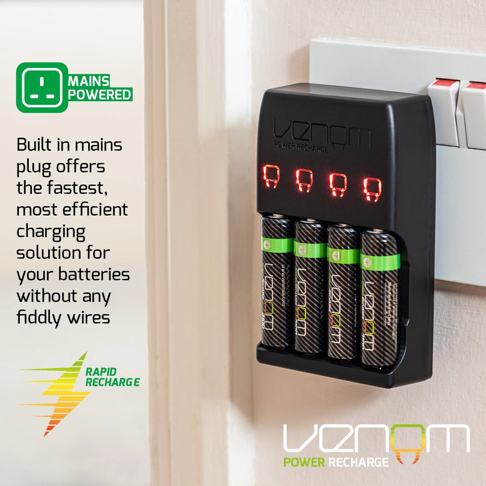 Venom Plug In Wall Battery Charger for Rechargeable AA and AAA Batteries - Image 4 of 4
