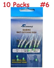10 Packs Size 6 sabiki bait rigs 6 hooks off-shore saltwater fishing lures - 467