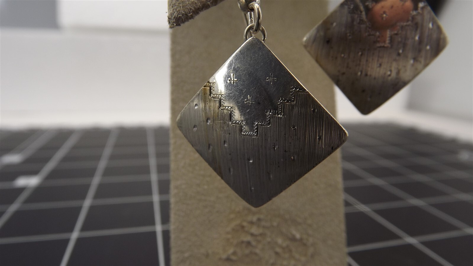 Sterling Silver Square Patterned Southwestern Sty… - image 2