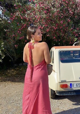 ZARA WOMAN PINK FRINGED LINEN LONG DRESS LIMITED EDITION 7493/915 NWT SS23  SIZES | eBay