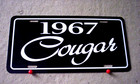 1967 Mercury Cougar license plate car tag 67 Cougar