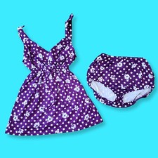 Vintage 60s 70s California Poppy Swimwear 2 Piece Floral Bathing Suit Swimsuit