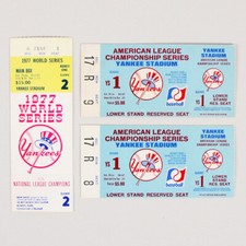 1977 World Series Game 2 Ticket Stub + (2) 1977 Championship Series Ticket St...