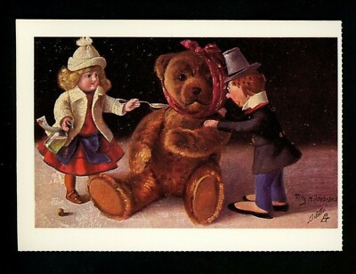 PC CATS ARTIST SIGNED BLACK CAT HUMOR TUCK'S VINTAGE POSTCARD