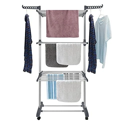 Bigzzia Clothes Drying Rack Folding Clothes Rail 3 Tier Clothes