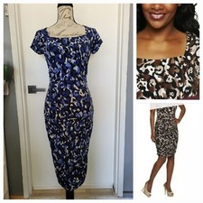 Marc Bouwer Blue Animal Print Bodycon Sexy Dress Size XXS