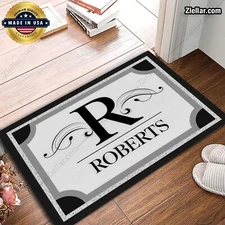 Personalized Monogram Doormat - Custom Family Name Rug for Elegant Home Entry