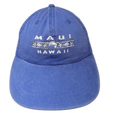 Maui Hawaii Slideback Hat Blue One Size Embroidered Palm Tree Ahead