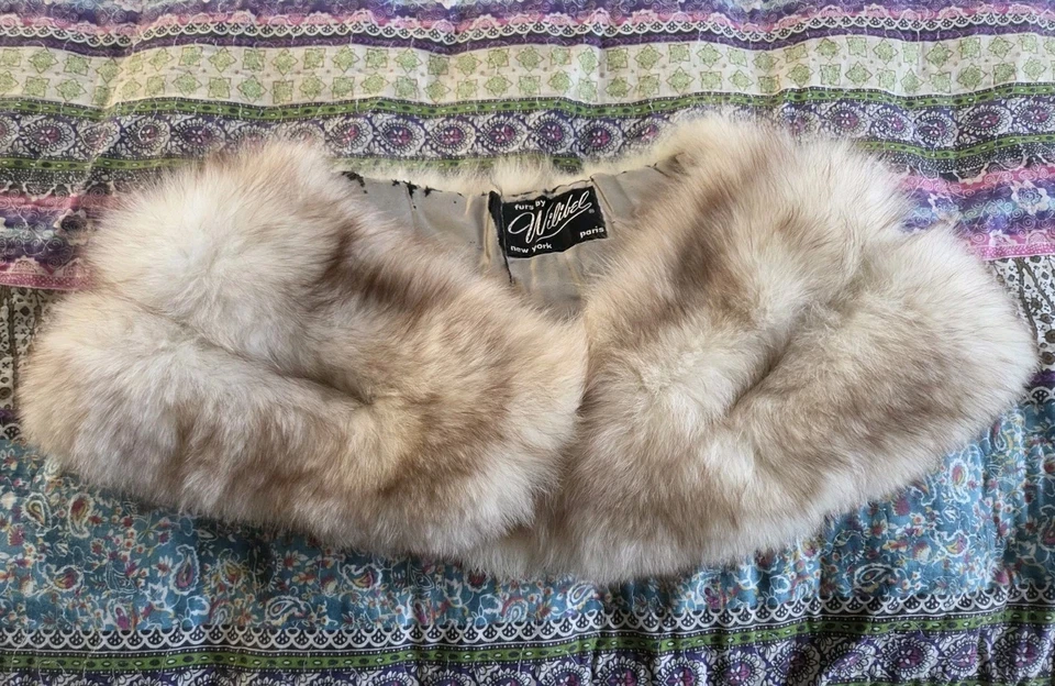 Vtg Snow Fox Fur Collar Big And Fluffy Fully Satin Lined - Image 2 of 4