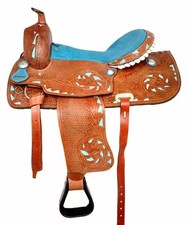 Premium Leather Western Horse Tack Saddle Equestrian With Set Size 15".
