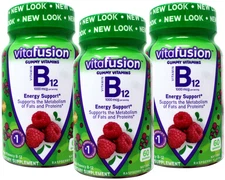 Vitafusion B12 1000 mcg Gummy Vitamins, Delicious Raspberry Flavor, 60ct  3 Pack
