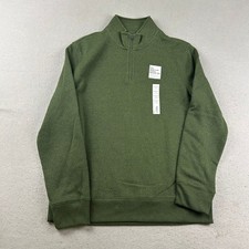 Sonoma Sweater Mens Medium Green 1/4 Zip Mock Neck Long Sleeves Pullover NWT