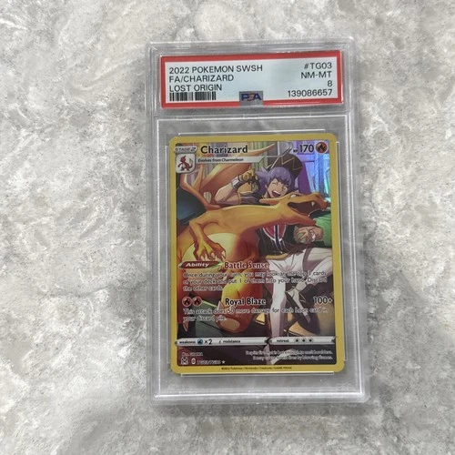2022 POKEMON SWORD & SHIELD LOST ORIGIN CHARIZARD TG03 PSA 8