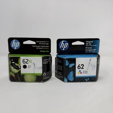 New HP C2P05AN 62XL High Yield Ink Cartridge Black Noir  Tri Color Set EXP 2023