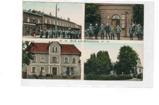 Deutschland Schlesien Kr Neurode AK MITTELSTEINE 1918 Bahnhof Laden etc.