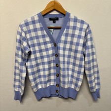 NWT Ann Taylor Women Cardigan Sweater Size XXSP XXS Petite Sp22 Plaid C064 -12