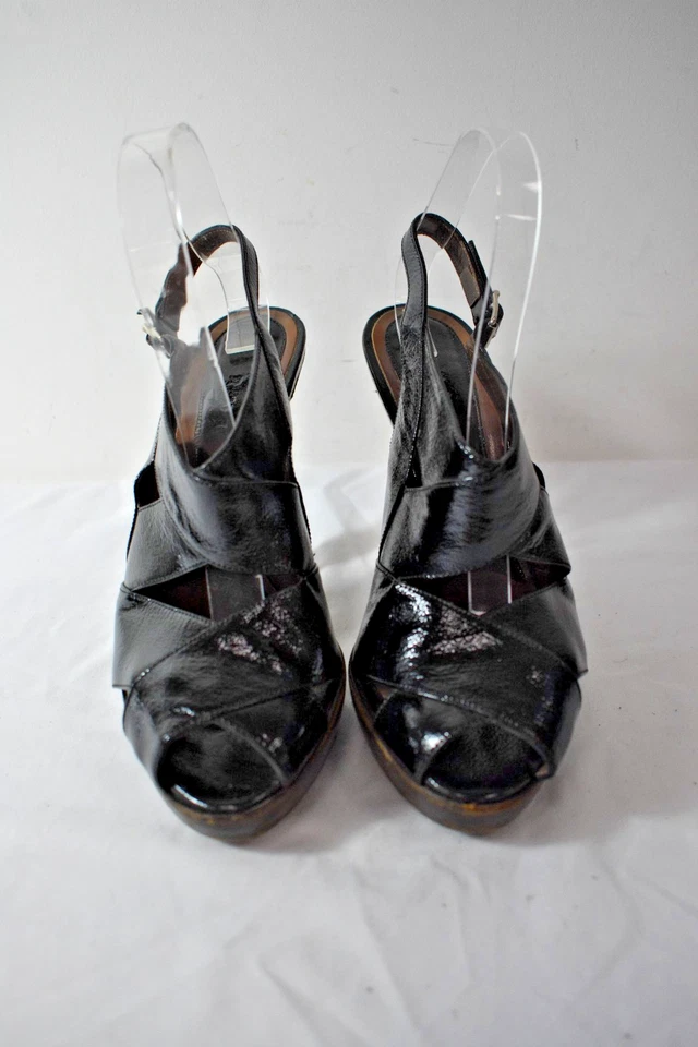 Zapatos Marni de charol negro punta abierta talla 38.8 / 8.5 B a la venta ns Foto 2 de 4