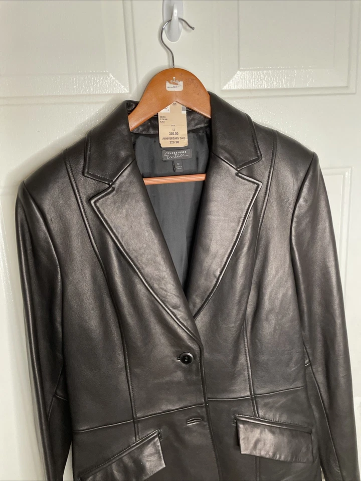 Chaqueta de cuero Nordstrom negra talla 12 de colección - Blazer clásico - suave como la mantequilla Foto 2 de 4