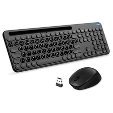 Wireless Black Mouse And Keyboard Kit  Spanish Layout Stickers Es Qwerty Pc Mac
