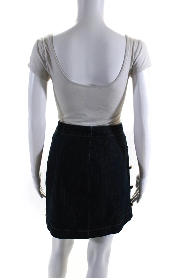 Женская двубортная джинсовая юбка-карандаш Michael Michael Kors синяя размер 4 - Изображение 3 из 4