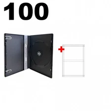 100 STANDARD Black Single DVD Cases 14MM & 100 Matte Inserts