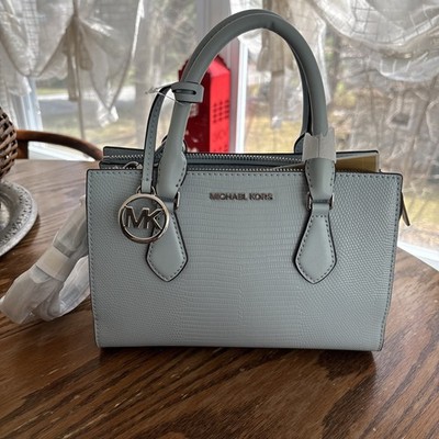 Michael Kors Sheila Small Faux Saffiano Leather Satchel Vista Blue